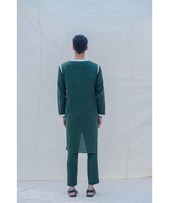 Cotton X Linen In Green Kurta 5