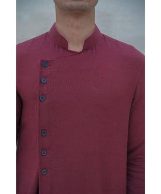 Cotton X Linen In Maroon Kurta Set 3