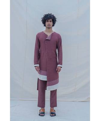 COTTON X LINEN DARK purple KURTA SET 1