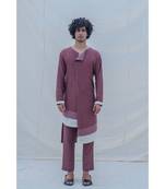 COTTON X LINEN DARK purple KURTA SET