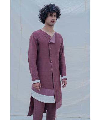 COTTON X LINEN DARK purple KURTA SET 2