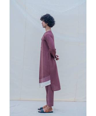 COTTON X LINEN DARK purple KURTA SET 3