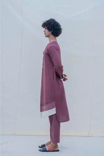 COTTON X LINEN DARK purple KURTA SET