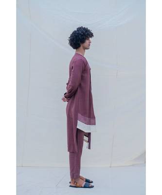 COTTON X LINEN DARK purple KURTA SET 4