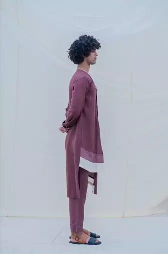 COTTON X LINEN DARK purple KURTA SET