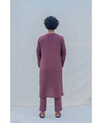 COTTON X LINEN DARK purple KURTA SET 5
