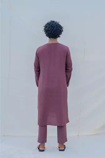 COTTON X LINEN DARK purple KURTA SET