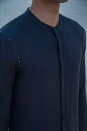 Cotton X Linen Bad And Black Kurta Set