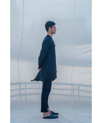 Cotton X Linen Bad And Black Kurta Set 5
