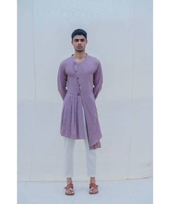 Cotton X Linen Purple Kurta Set 1