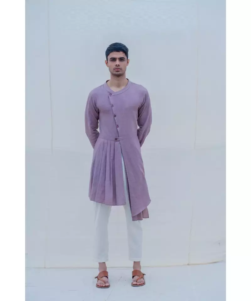 COTTON X LINEN purple KURTA SET