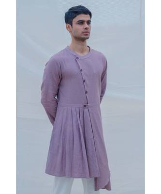 Cotton X Linen Purple Kurta Set 2