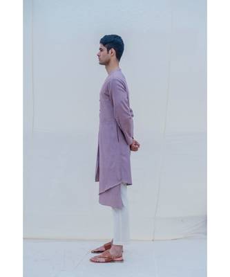 Cotton X Linen Purple Kurta Set 3
