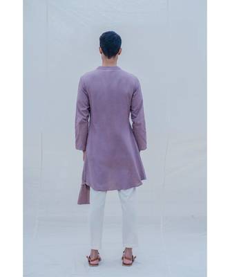 Cotton X Linen Purple Kurta Set 5