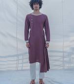 Cotton X Linen Brown Kurta Set