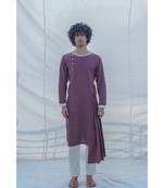 COTTON X LINEN BROWN KURTA SET