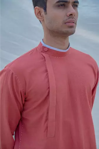 COTTON X LINEN CORAL kurta SET