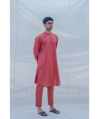 COTTON X LINEN CORAL kurta SET 3