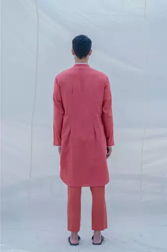 COTTON X LINEN CORAL kurta SET