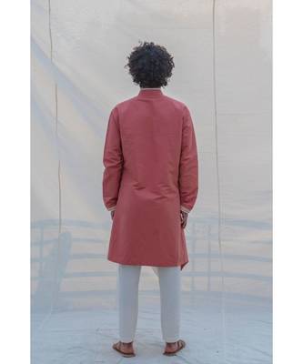 Cotton X Linen Coral & Mean Kurta Set 4