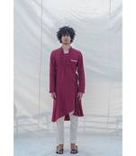 Cotton X Linen In Maroon Kurta Set