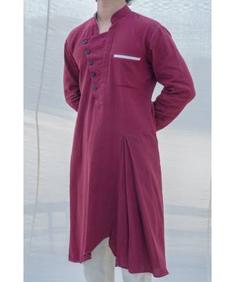 Cotton X Linen In Maroon Kurta Set 2