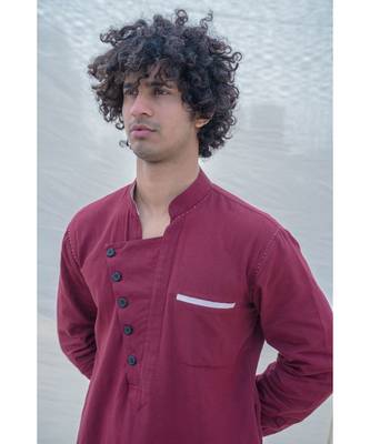 Cotton X Linen In Maroon Kurta Set 3
