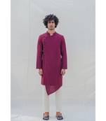 Cotton X Linen In Maroon Kurta Set