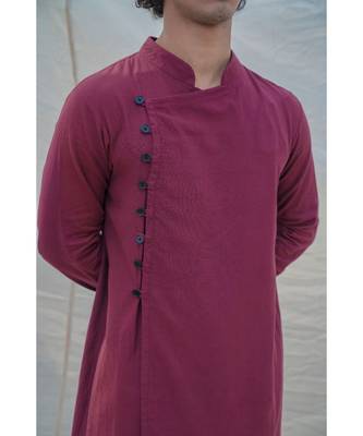 Cotton X Linen In Maroon Kurta Set 3