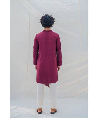 Cotton X Linen In Maroon Kurta Set 5