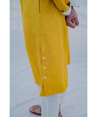 Cotton X Linen Indisputably Yellow Kurta Set 3