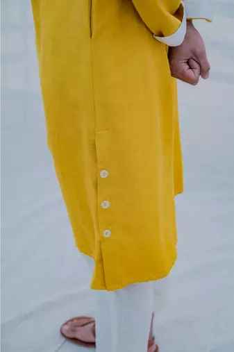 Cotton X Linen Indisputably Yellow Kurta Set