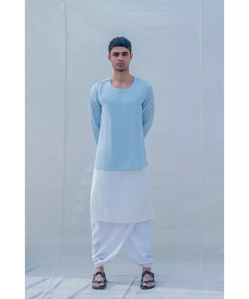 COTTON X LINEN BLUE SKY KURTA SET