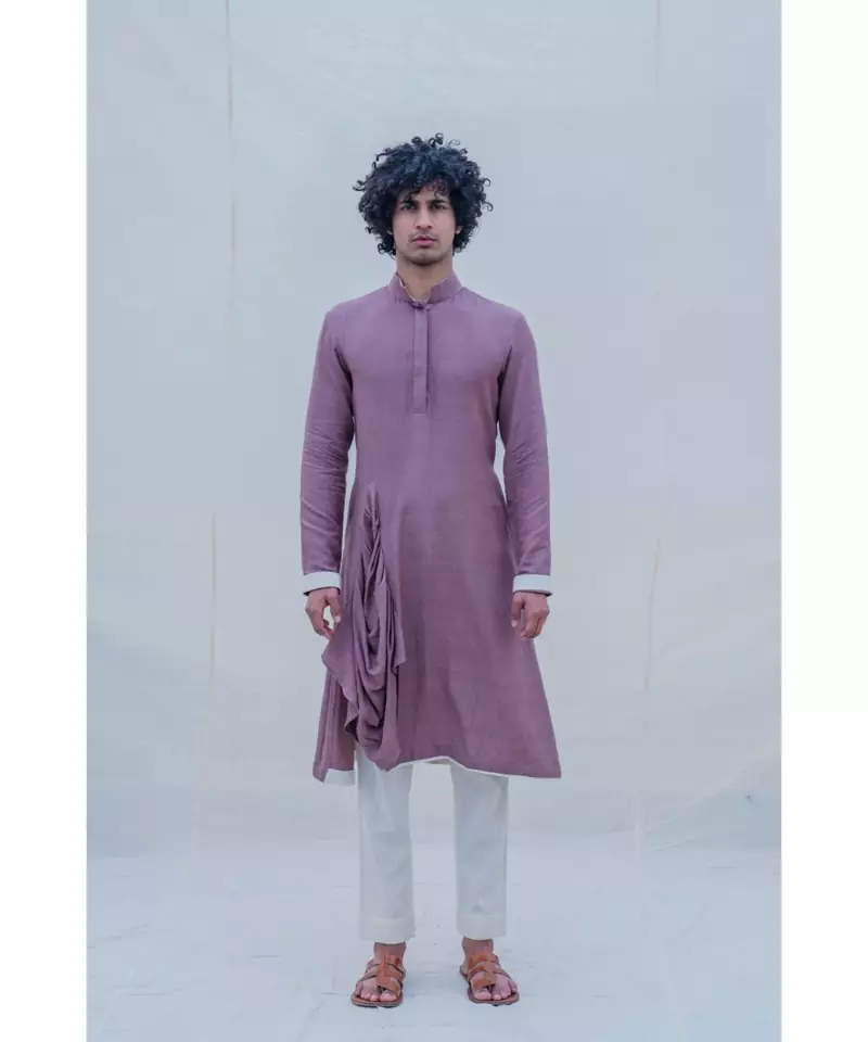 COTTON X RAYON purple KURTA SET