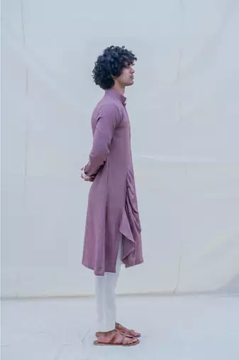 COTTON X RAYON purple KURTA SET