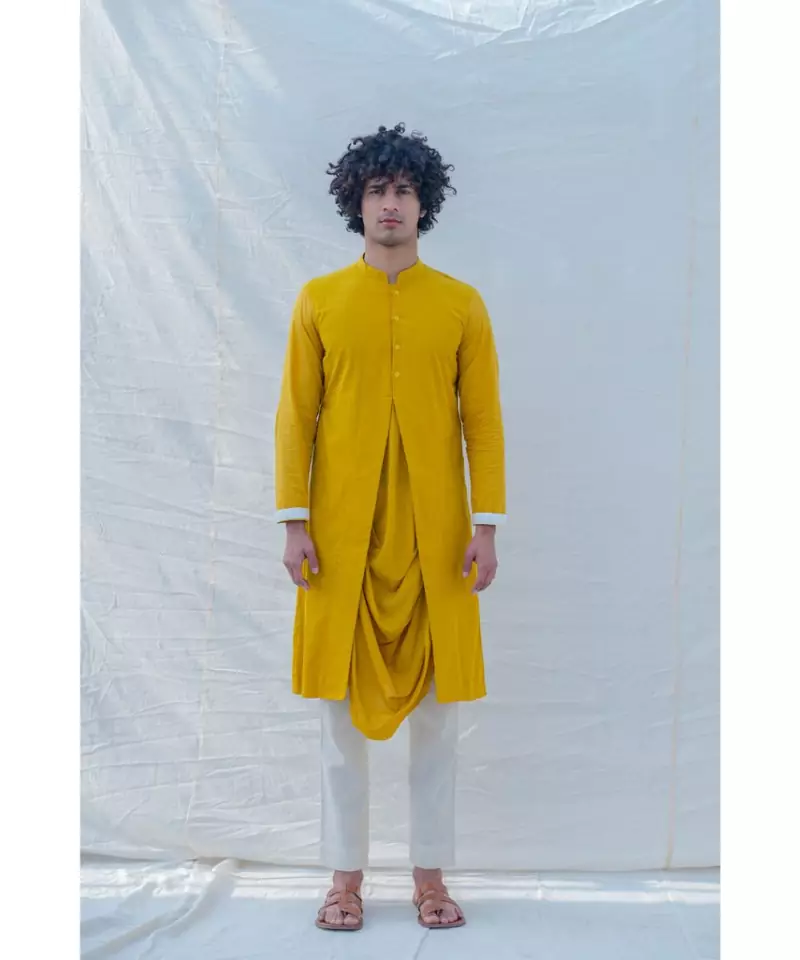 COTTON X RAYON INDISPUTABLY YELLOW KURTA SET