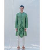 Cotton X Rayon Green Cowl Kurta Set