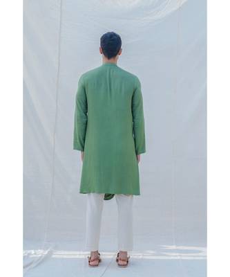 Cotton X Rayon Green Cowl Kurta Set 5