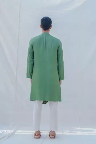 Cotton X Rayon Green Cowl Kurta Set