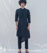 Cotton X Linen Black Kurta Set