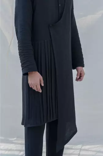 Cotton X Linen Black Kurta Set