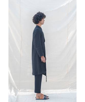 Cotton X Linen Black Kurta Set 4