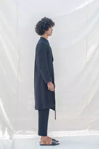Cotton X Linen Black Kurta Set