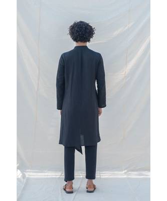 Cotton X Linen Black Kurta Set 5