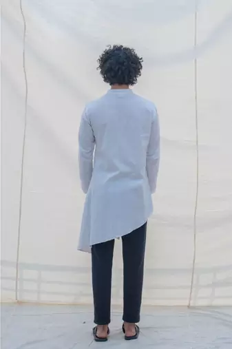 Kurta White W/ Box Pleates Set