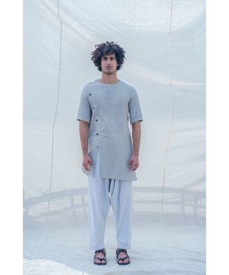 Cotton X Linen Slay In Grey Kurta Set 1