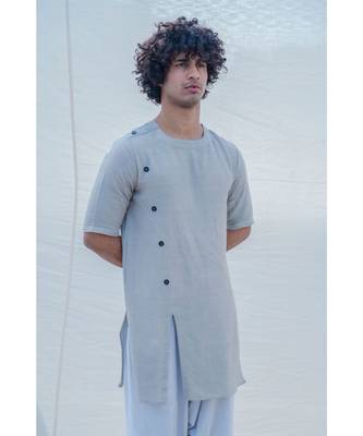 Cotton X Linen Slay In Grey Kurta Set 2