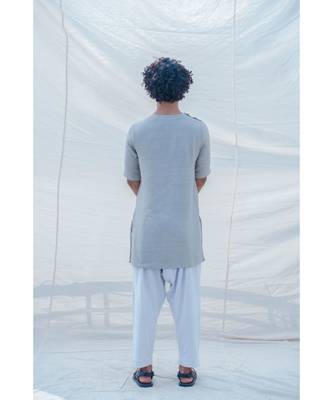 Cotton X Linen Slay In Grey Kurta Set 4