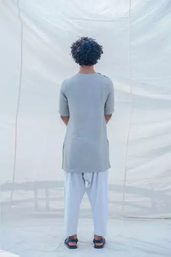 Cotton X Linen Slay In Grey Kurta Set