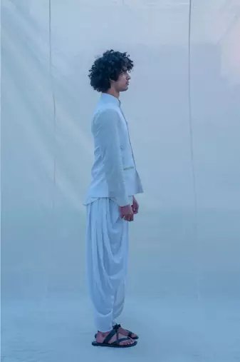 Raw Silk Off White Waist Coat